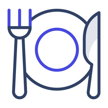 Tabakla çatal ve kaşık, ikon halinde yemek