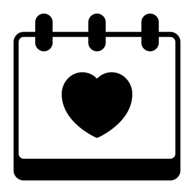 Takvimde kalp, düğün hatırlatma simgesi konsepti