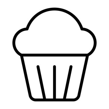 Çay saati pastası, doğrusal dizaynda cupcake simgesi.