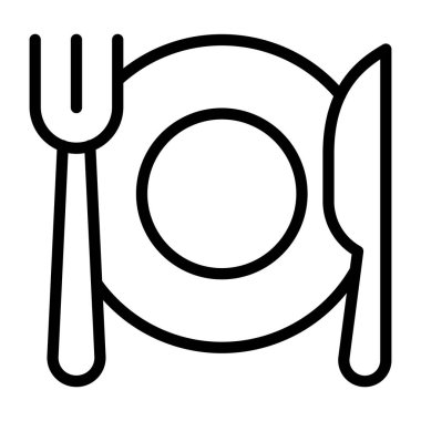 Tabakla çatal ve kaşık, ikon halinde yemek