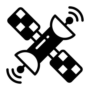 Yapay uydu ya da yapay uzay efekti simgesi katı biçimde