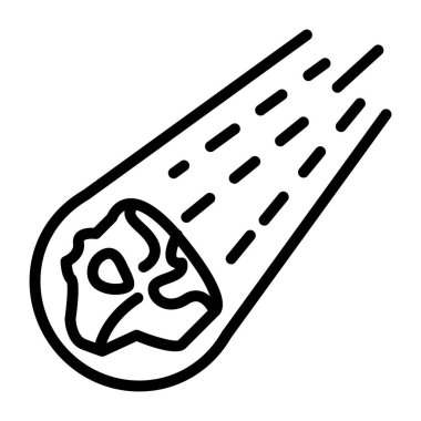 Doğrusal dizaynda göktaşı düşen ateş topu simgesi, göktaşı vektörü