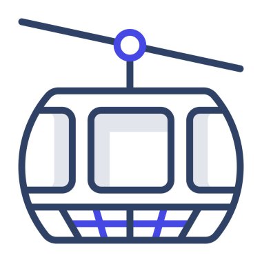 Düz kablo araba simgesi tasarımı, macera kavramını gösteren kablo taşıma vektörü