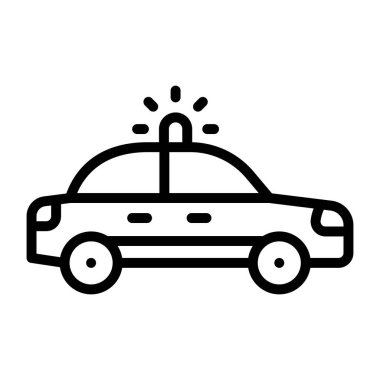 Polis arabası simgesini gösteren araçta siren var