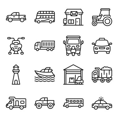 Ulaşım Doğrusal Simgeleri Paketi 