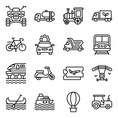 Seyahat ve Ulaşım Doğrusal Simgeleri Paketi 