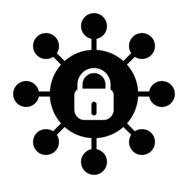 Bir kabartma tasarımı, ağ güvenliğinin simgesi