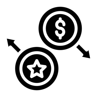 Sağlam bir tasarım, para değişimi simgesi.