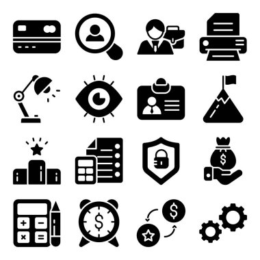 Finansal İş Glifi Simgeleri Paketi