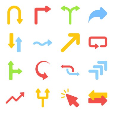 Yön Okları Düz Simgeleri Paketi 