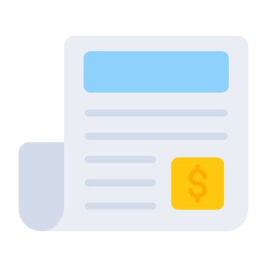 Dollar on page, icon of financial document