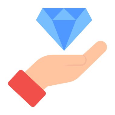 Diamond on hand, concept of premium service icon