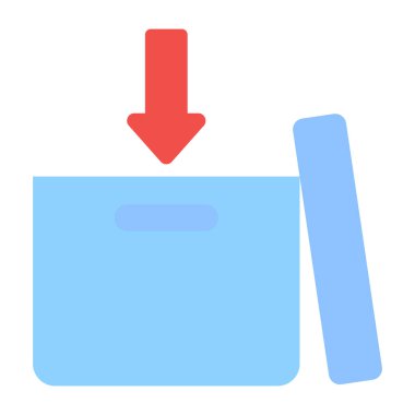 Arrow inside carton, add to box icon