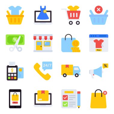 Alışveriş Düz Simgeleri Paketi 