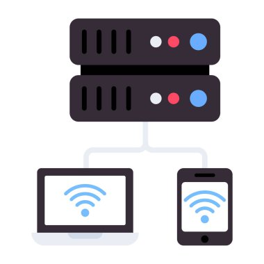 Düz tasarım, sunucu bağlantısı simgesi