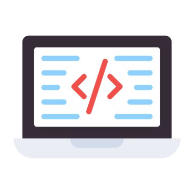 Düz dizayn, çevrimiçi kodlama simgesi