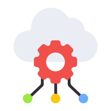 Düz dizayn, bulut ağ ayarı simgesi