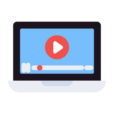 Çevrimiçi video için modaya uygun düz tasarım vektörü