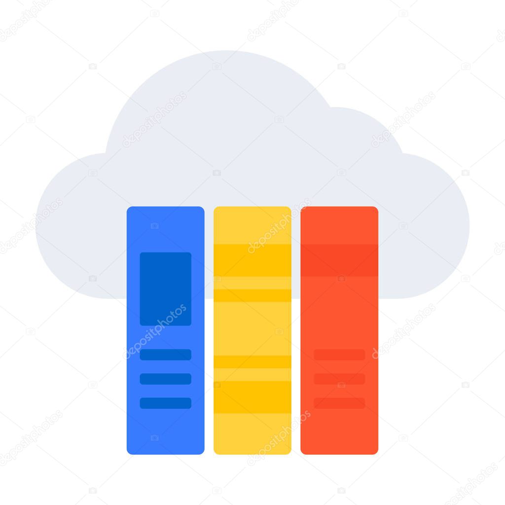 A flat design, icon of cloud books