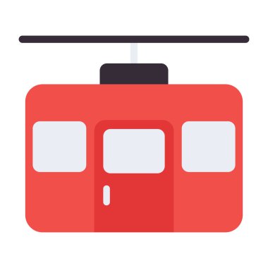 Düz kablo araba simgesi tasarımı, macera kavramını gösteren kablo taşıma vektörü