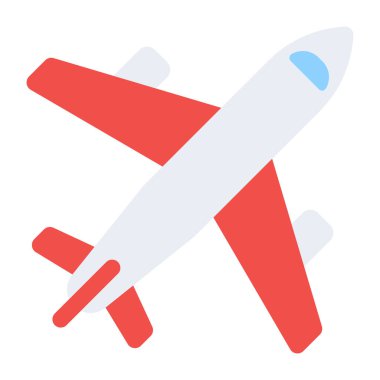 Seyahat zamanı, düz dizaynlı uçak ikonu