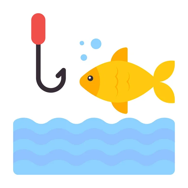 扁平的设计 捕鱼的象征 — 图库矢量图片
