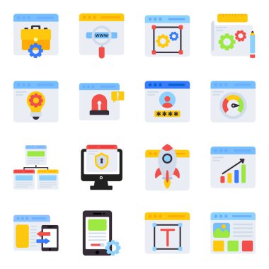 Web Geliştirme Düz Simgeleri Paketi