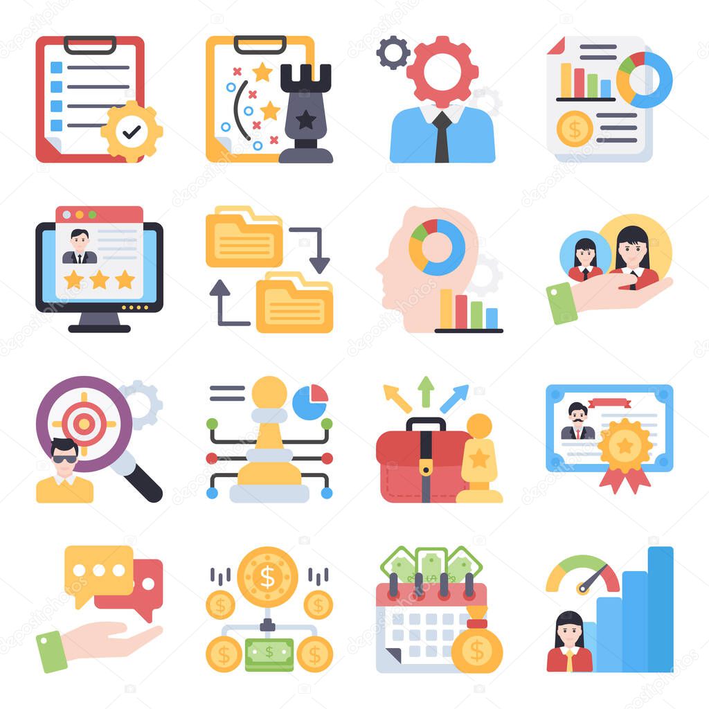 Pack of Operations Management Flat Icons 