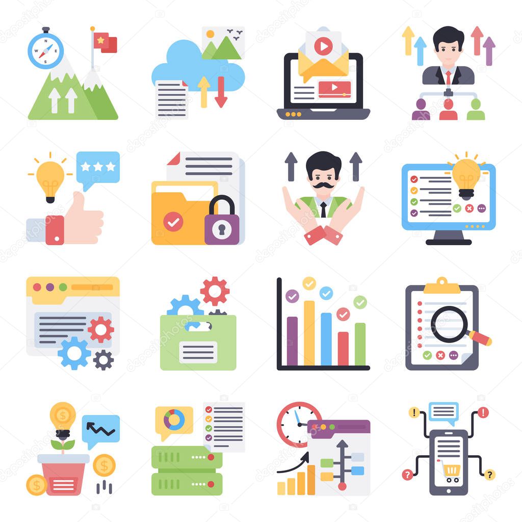 Pack of Corporate Flat Icons 