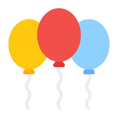 Doğum günü kutlaması, balonların düz tasarımı.