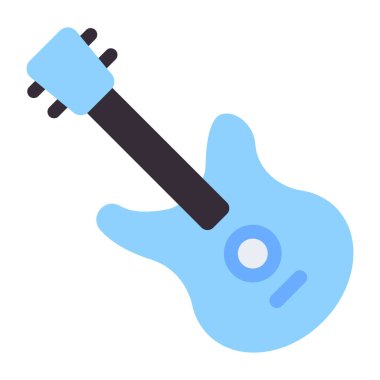 Bir gitar, düz tasarım müzik aleti simgesi