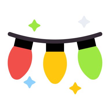 Dekoratif parti ışıkları vektörünün düz tasarımı