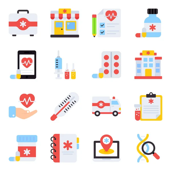 Pack Medical Flat Icons — Stock Vector