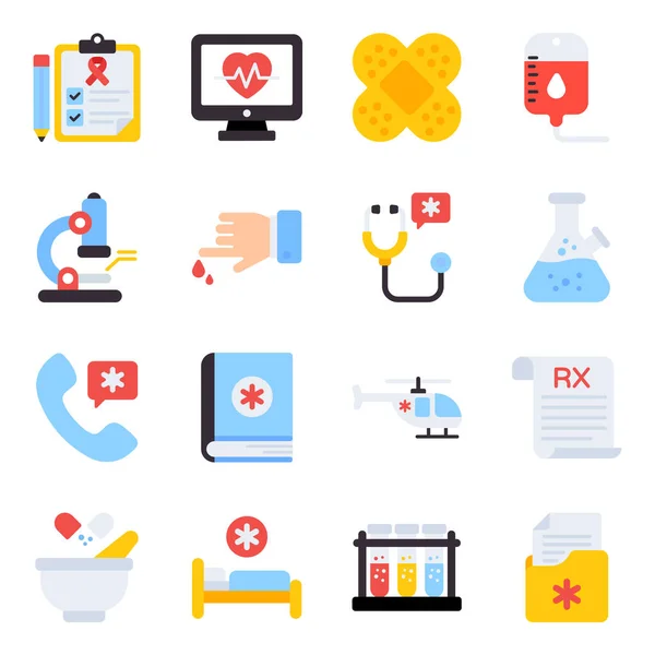 Pack Medication Flat Icons — Stock Vector