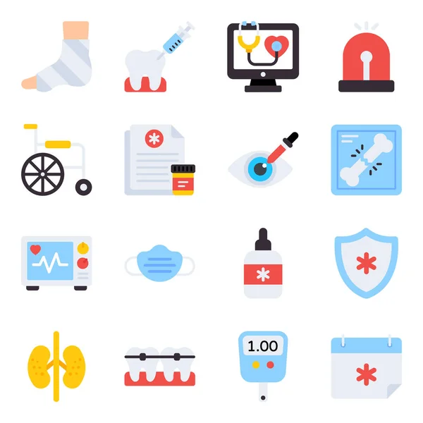 Pack Healthcare Flat Icons — Stock Vector