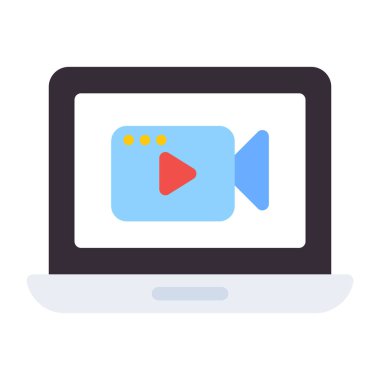 Düz dizayn, çevrimiçi video kameranın simgesi