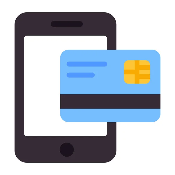 Design Plat Icône Paiement Par Carte Mobile — Image vectorielle