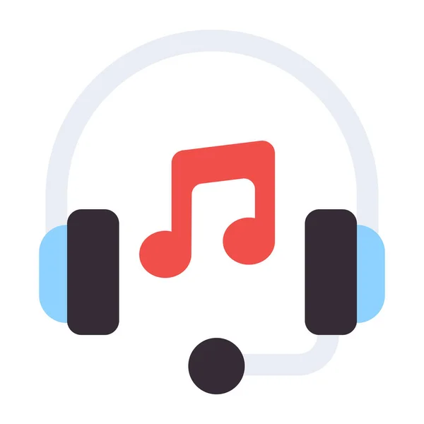 Diseño Plano Icono Escuchar Música — Vector de stock