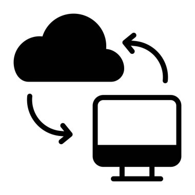 Bir kabartma tasarımı, bulut veri değişimi simgesi
