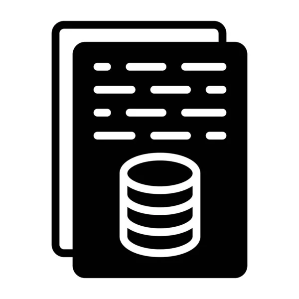 Ένα Σχέδιο Glyph Εικονίδιο Εγγράφων Βάσης Δεδομένων — Διανυσματικό Αρχείο