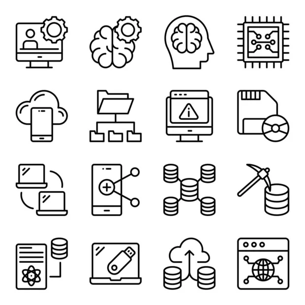 Lineare Symbole Der Datenwissenschaft — Stockvektor