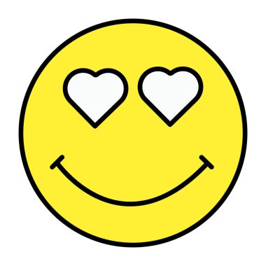 Kalp göz emojisinin düz biçimli vektör tasarımı 