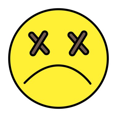 Baş döndürücü yüz emojisinin düzenlenebilir düz tasarımı 