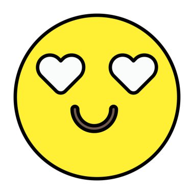 Kalp göz emojisinin düz biçimli vektör tasarımı 
