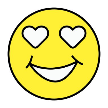 Kalp göz emojisinin düz biçimli vektör tasarımı 