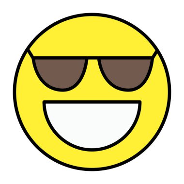 Güneş gözlüklü duygusal yüz, havalı emoji simgesi. 