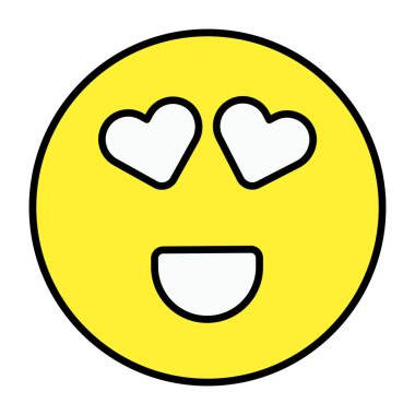 Kalp göz emojisinin düz biçimli vektör tasarımı 
