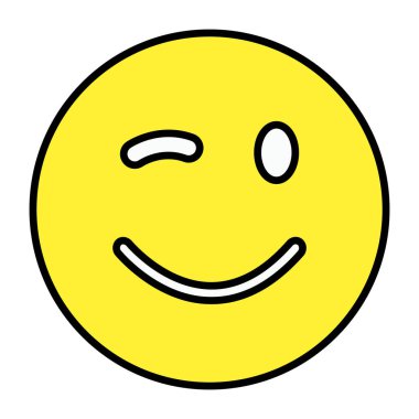 Göz kırpan surat emojisinin eşsiz bir tasarım simgesi. 