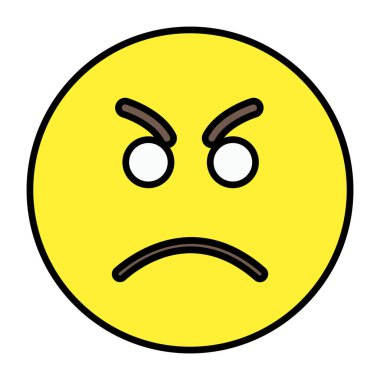 Kaşlarını çatan emojinin düzenlenebilir tasarım simgesi 