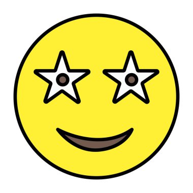 Kalp göz emojisinin düz biçimli vektör tasarımı 